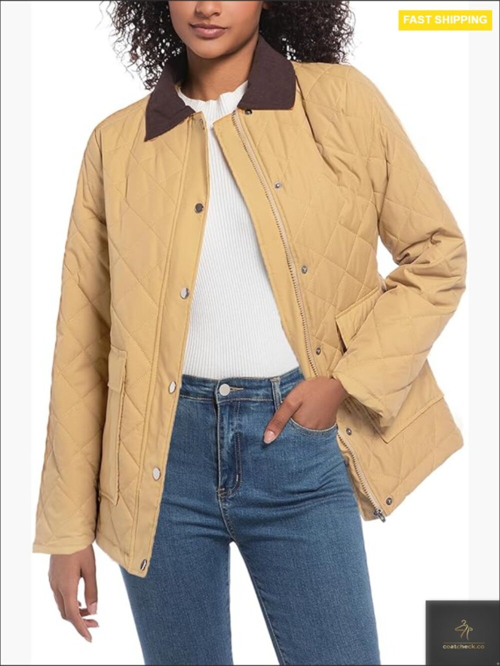 Quilted Barn Jacket Corduroy Collar Lightweight Puffer Casual Winter Coat